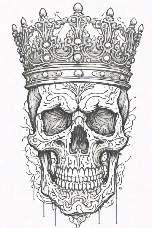 skull bleeding with crown tattoo design idea