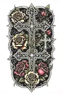 three crosses  with roses tattoo design idea