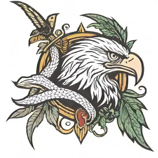 eagle snake and sword tattoo design idea