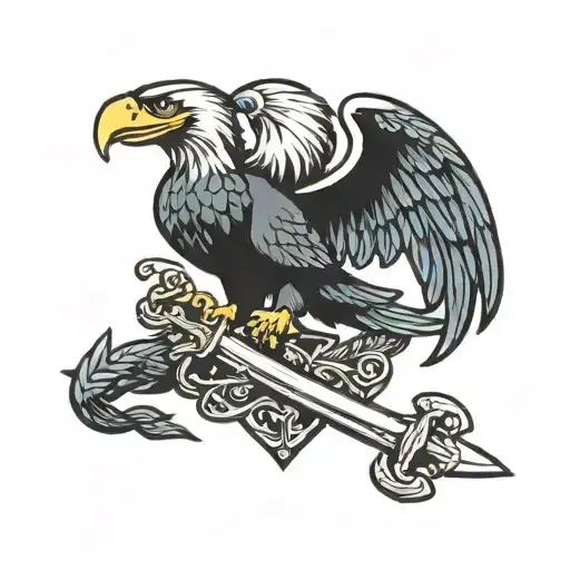 eagle snake and sword merge into one tattoo design idea