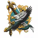 eagle snake and sword tattoo design idea