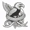 eagle snake and sword combined into one tattoo design idea