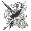 eagle snake and sword combined into one tattoo design idea
