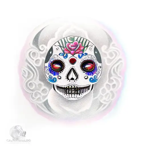 Mexican Catrina with moonlight tattoo design idea