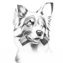 Australian Shepherd with cool effect tattoo design idea