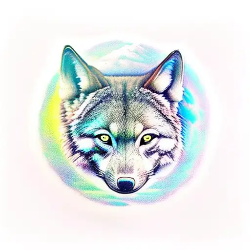 una pareja de lobos ahuyandole a la luna en una noche iluminada tattoo design idea