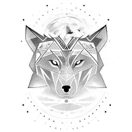 una pareja de lobos ahuyandole a la luna en una noche iluminada tattoo design idea