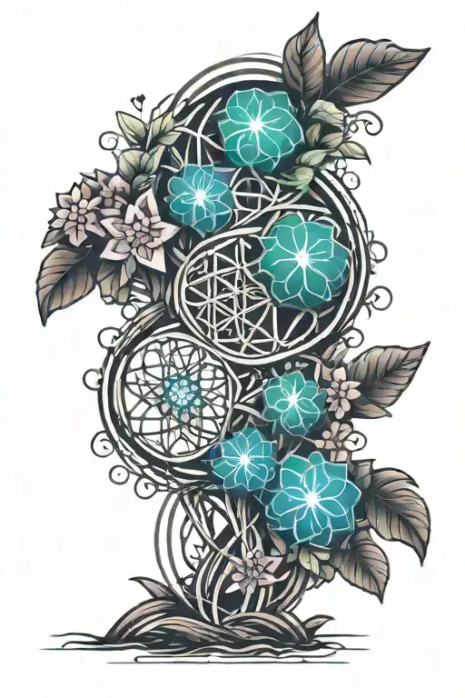 DNA Helix, Tree, Flower of Life  tattoo design idea