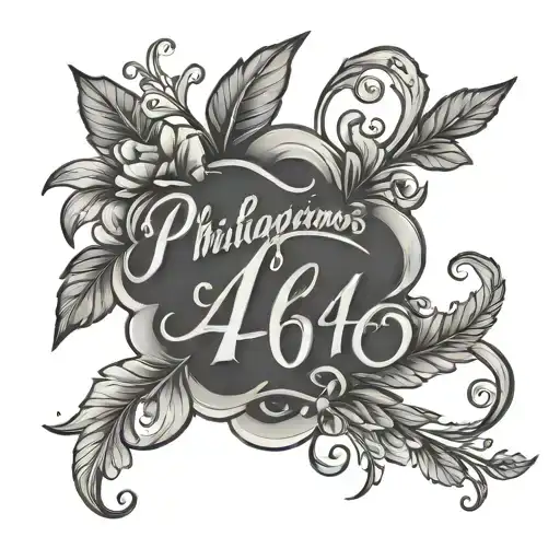 "Philippians 4:6" in cursive font tattoo design idea