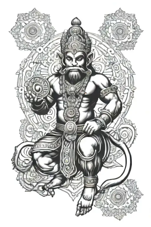 hanuman gada tattoo design idea