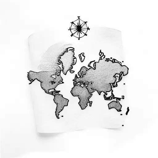 A minimalist tattoo design of a country map outline, highlighting your favorite country and your wanderlust for travel tattoo design idea