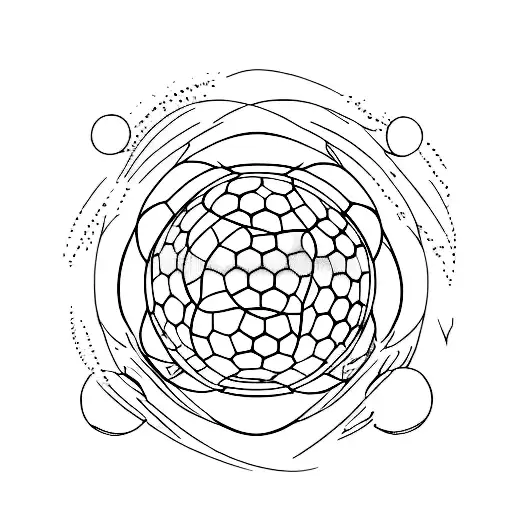 A minimalist tattoo of a soccer ball with waves around it, showcasing your love for sports and the sea tattoo design idea