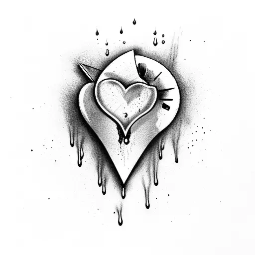 a knife splitting a heart in half dripping with blood tattoo design idea