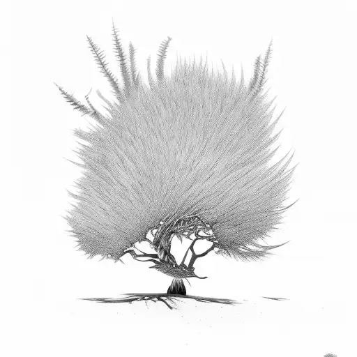 acacia tree with dunes tattoo design idea