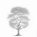 acacia tree at desert tattoo design idea