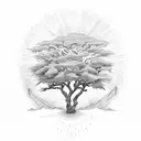 acacia tree at desert tattoo design idea
