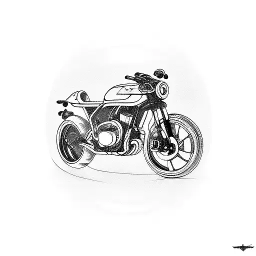 Cafe racer style motorcycle tattoo idea | TattoosAI