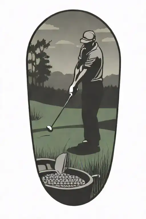 golf course grilling barbecue tattoo design idea