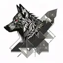 wolf looking forward tattoo design idea