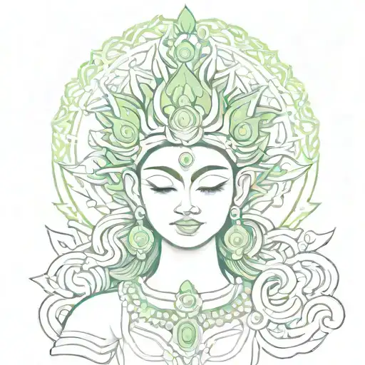 Crown of Green Tara tattoo design idea