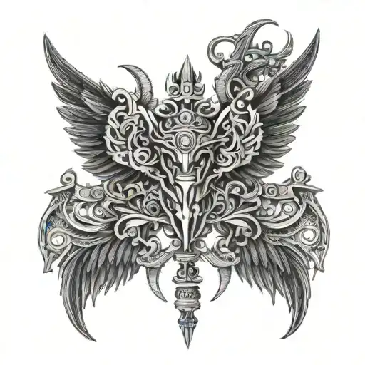 Vajra with wings attached tattoo design idea