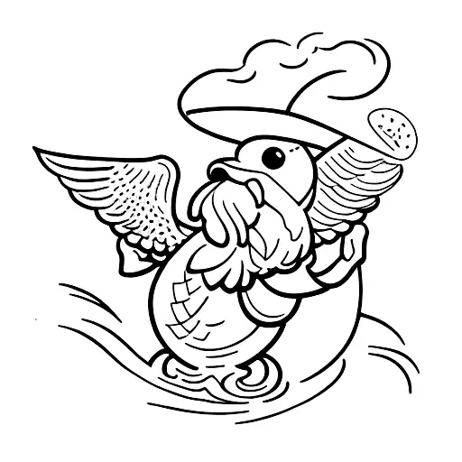 coq on a surf  tattoo design idea