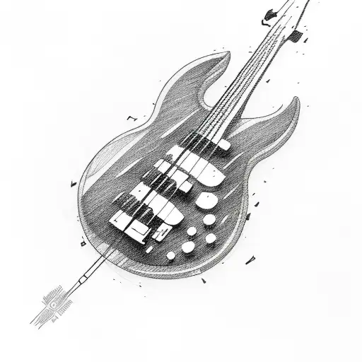 funky bass guitar tattoo design idea