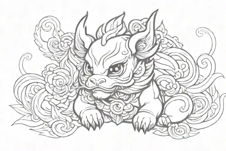 cute Pixiu tattoo design idea