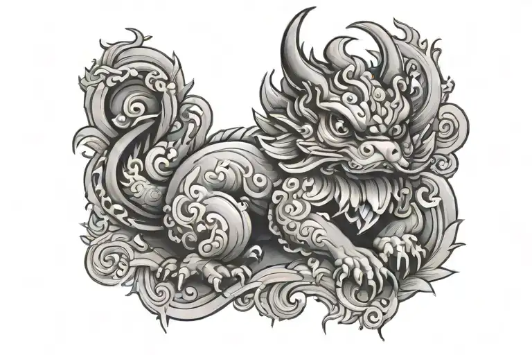 friendly Pixiu  tattoo design idea