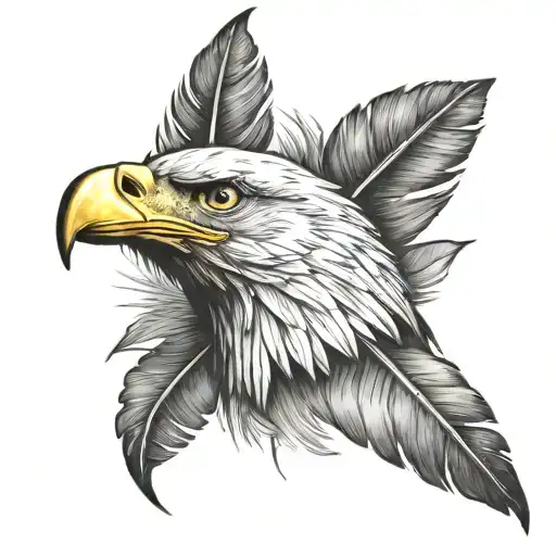 Mi'kmaq bald eagle feather  tattoo design idea