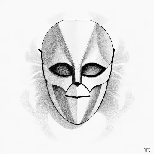 A simplified illustration of the iconic mask from 'The Phantom of the Opera', represented with basic lines and an almost abstract style, using soft colors and without excessive details. Avoid heavy black lines or complex decorative elements. Below the mask, include the phrase 'Sing for me' in a simple and clear font. The goal is to have a minimalist and elegant design, with a limited color palette, ideal for a small and discreet tattoo. tattoo design idea