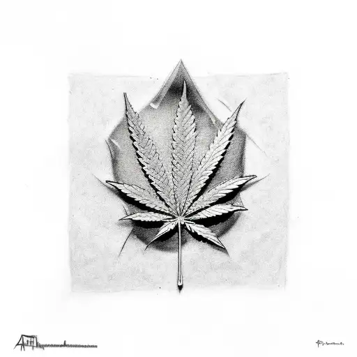 A tattoo of a rock and roll symbol made of cannabis leaves tattoo design idea