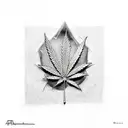 A tattoo of a rock and roll symbol made of cannabis leaves tattoo design idea