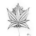 A tattoo of a rock and roll symbol made of cannabis leaves tattoo design idea