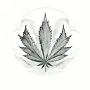 A tattoo of a rock and roll symbol made of cannabis leaves tattoo design idea