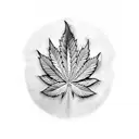 A tattoo of a rock and roll symbol made of cannabis leaves tattoo design idea