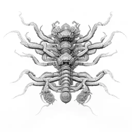 evil centipede monster  tattoo design idea