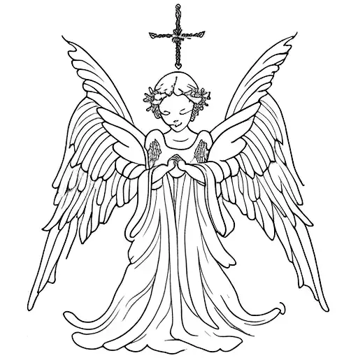Flower,angel,wings,1993,ornemental  tattoo design idea