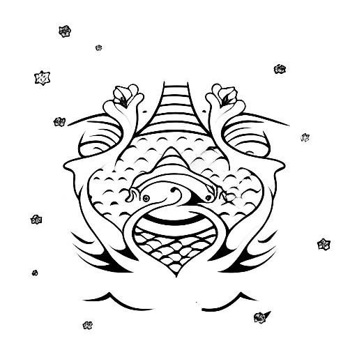 koi fish and Star  tattoo design idea