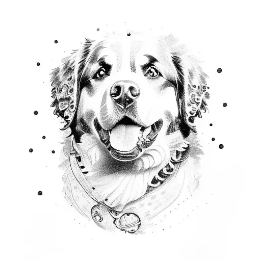 half Bernese mountain dog face tattoo design idea