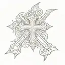 cross leather tooling tattoo design idea