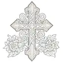 cross leather tooling tattoo design idea
