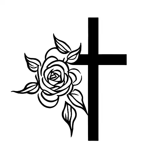 Christian Cross with roses  tattoo design idea