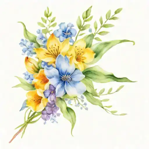 may, june, september birth flower bouquet  tattoo design idea