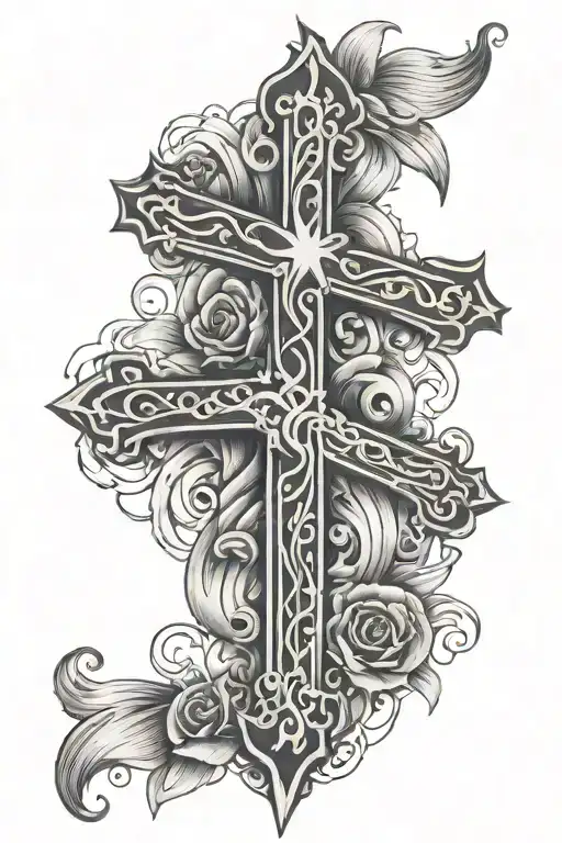 cross and words nana  tattoo design idea