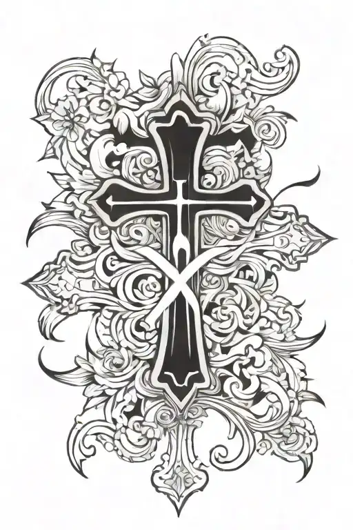 cross and words nana  tattoo design idea