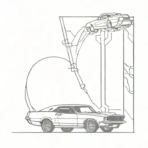 General lee car drifting tattoo design idea