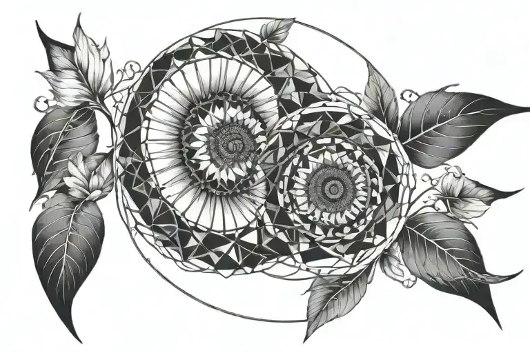 Design a tattoo showcasing a beautiful geometric pattern inspired by the Fibonacci sequence tattoo design idea