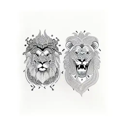 dad lion with son lion tattoo design idea