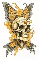 skull moth smoke tattoo design idea